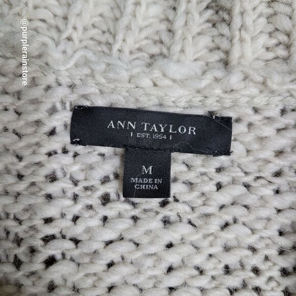 Ann Taylor Cardigan Shawl Neck Sweater M Soft Wool Alpaca Preppy Minimalist - Picture 3 of 8